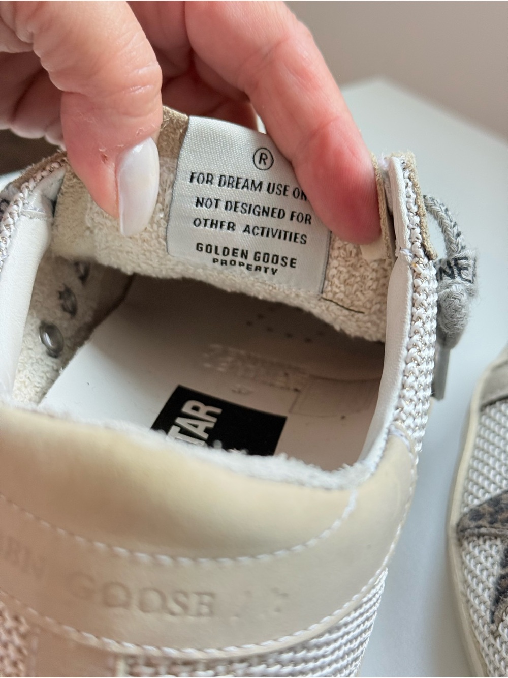 Golden Goose SZ 37 women off white Mesh Sneakers w/leopard star- spec. laces - Picture 6 of 7